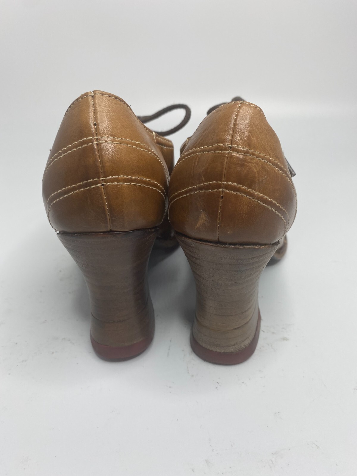 Oak Tree Farms Nanny Lace Up Tan Leather Shoe Victorian Style Fashion Size – 6