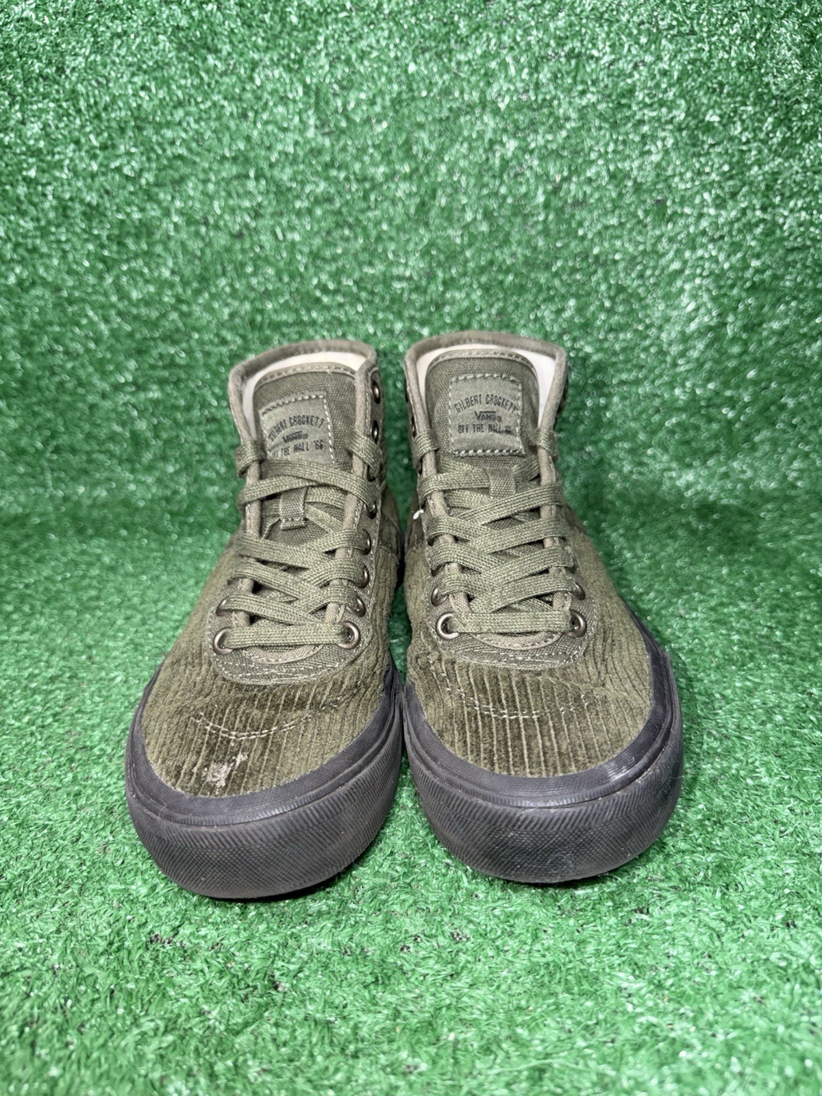 Vans Womens Size 5.5 Gilbert Crockett Green Corduroy Casual Shoes Skate Sneakers
