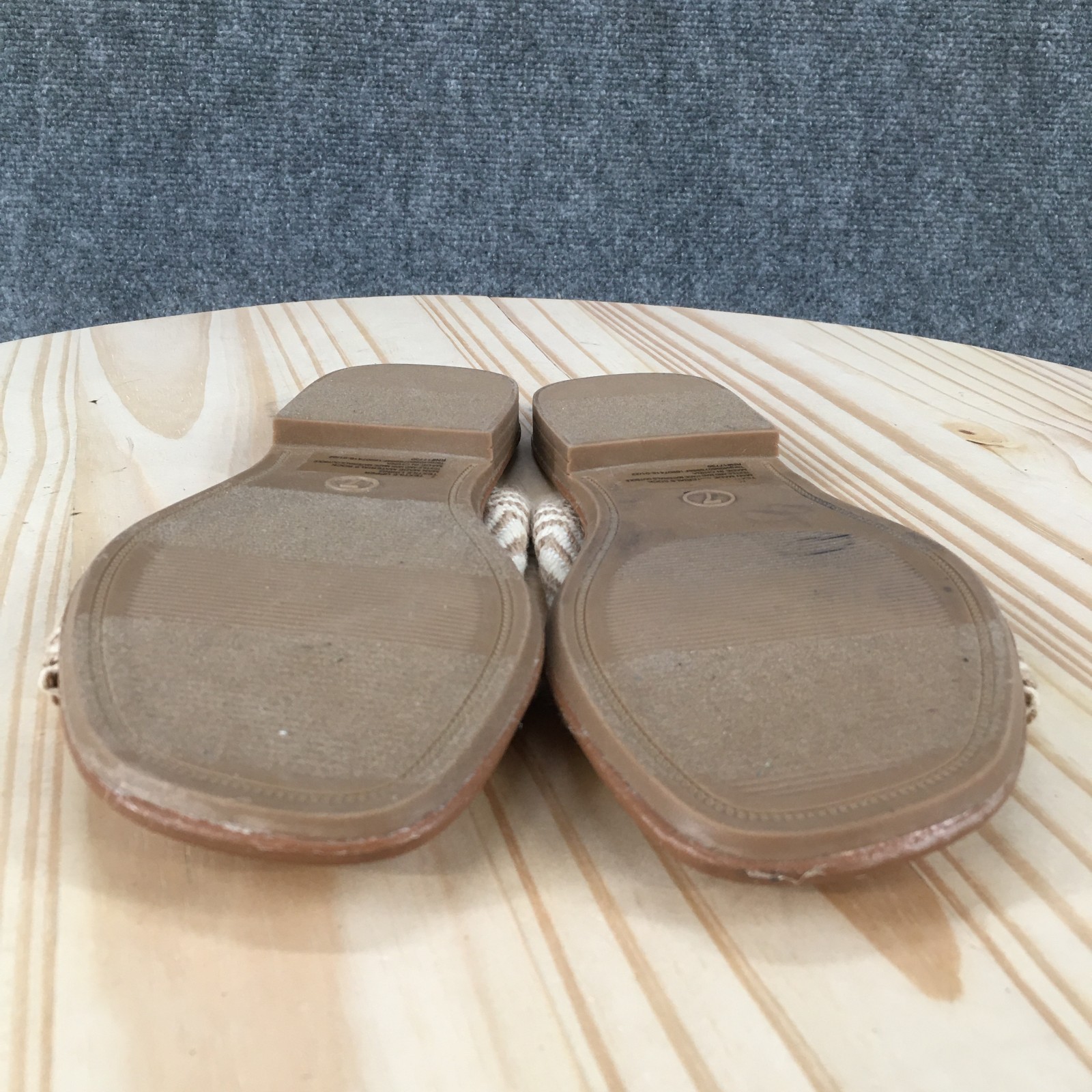 Universal Thread Louise Sandals Womens 7 Slide Slip On Flats Striped White Brown
