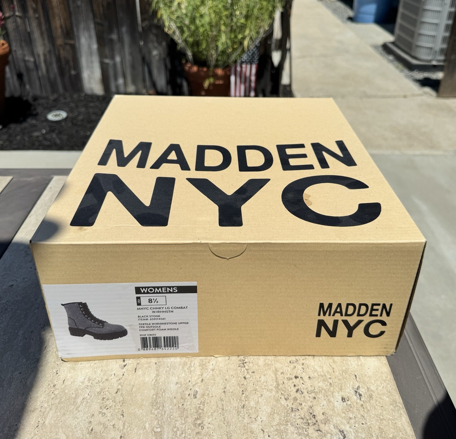 NIB Madden NYC Chunky Women’s Black/Silver Rhinestone Lace-Up Combat Boot 8.5