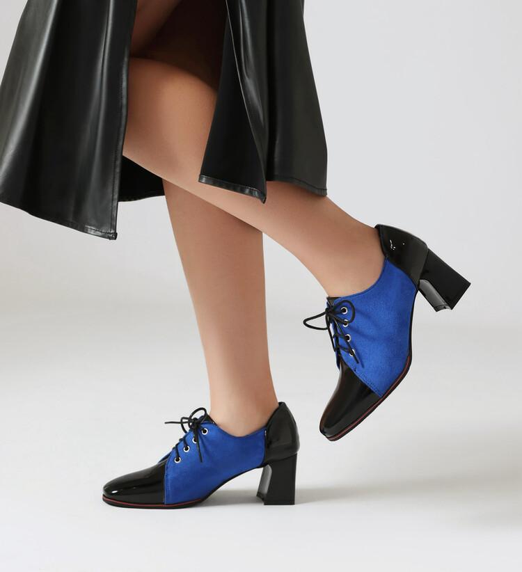 Womens Formal Business Pump Retro Elegant Casual Lace Up Block Chunky Heel Shoes