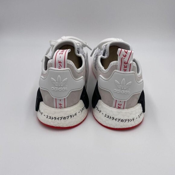 Adidas NMD R1 White Black Red Primeknit Boost Sneakers Womens EH3201 New