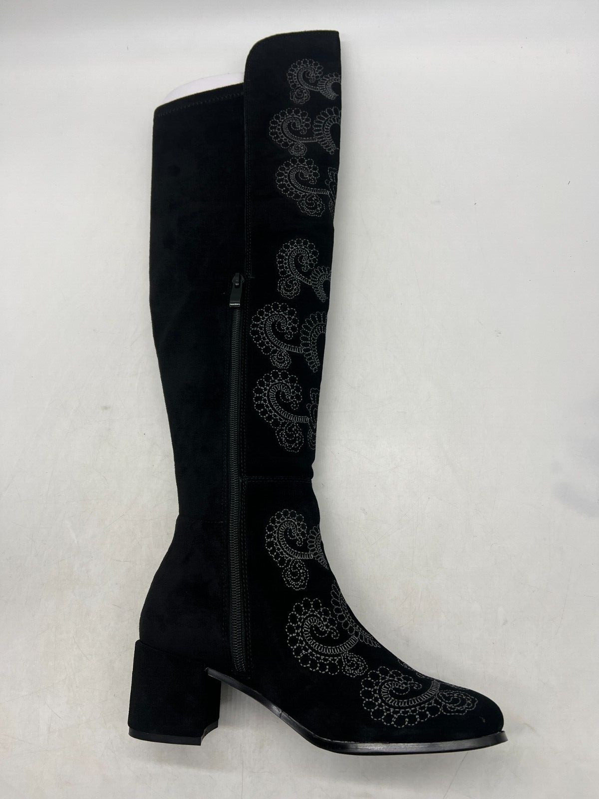 Sbicca Chenoa Black Over The Knee Boots Size 7.5 Embroidery Textile & Leather