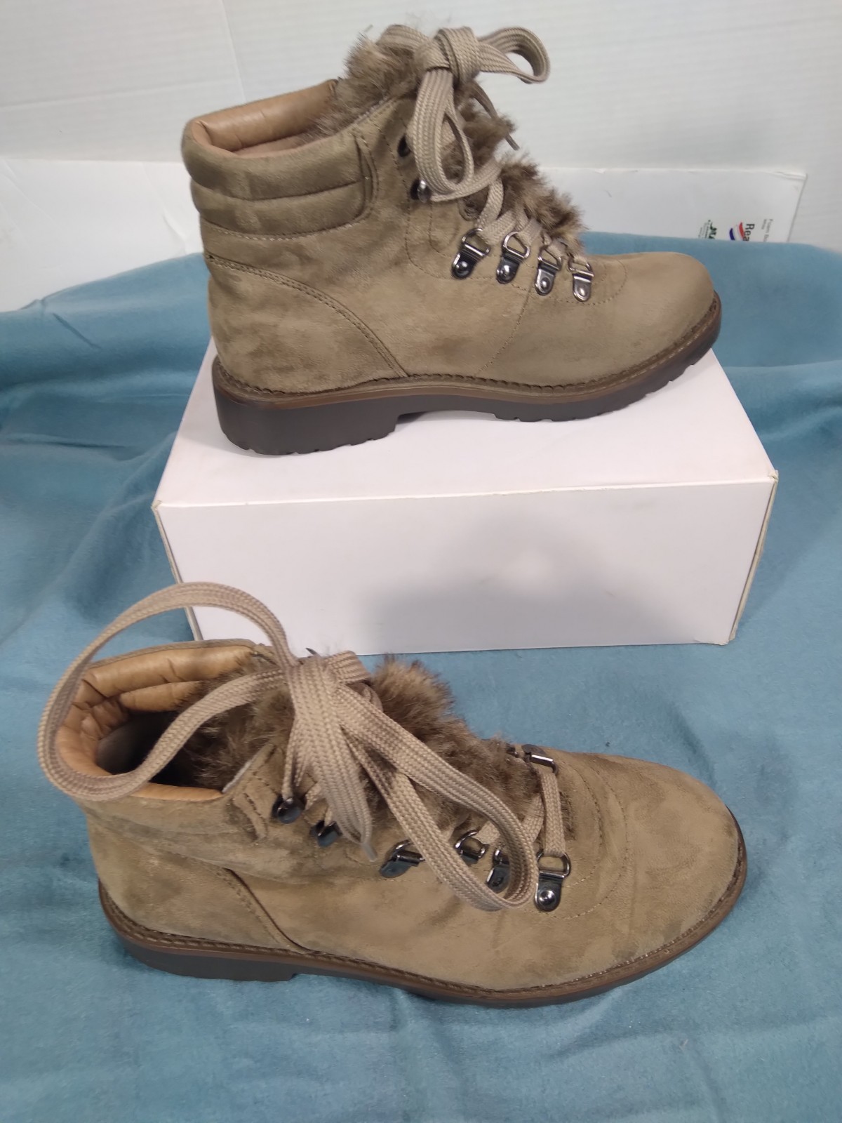 Spirit Textile Upper W Fur Trim Lace-Up Boots 7.5