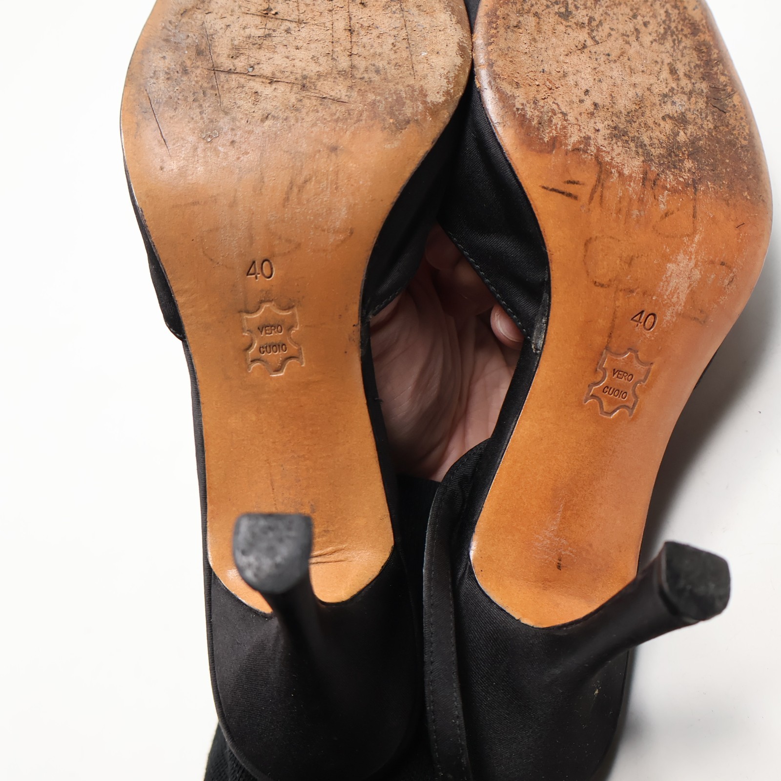 Russell & Bromley London Bond Street Black Suede & Leather Pumps Heels Size 9 40