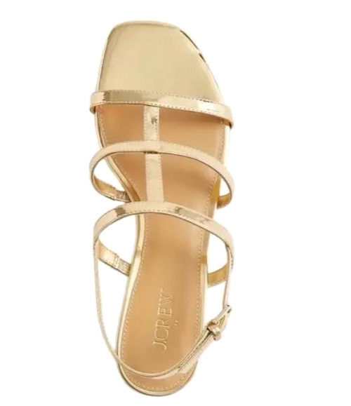 J. Crew~Gold~Cage~Ankle~Straps~Low block heels~Sandals~7 1/2~8N~NWT!
