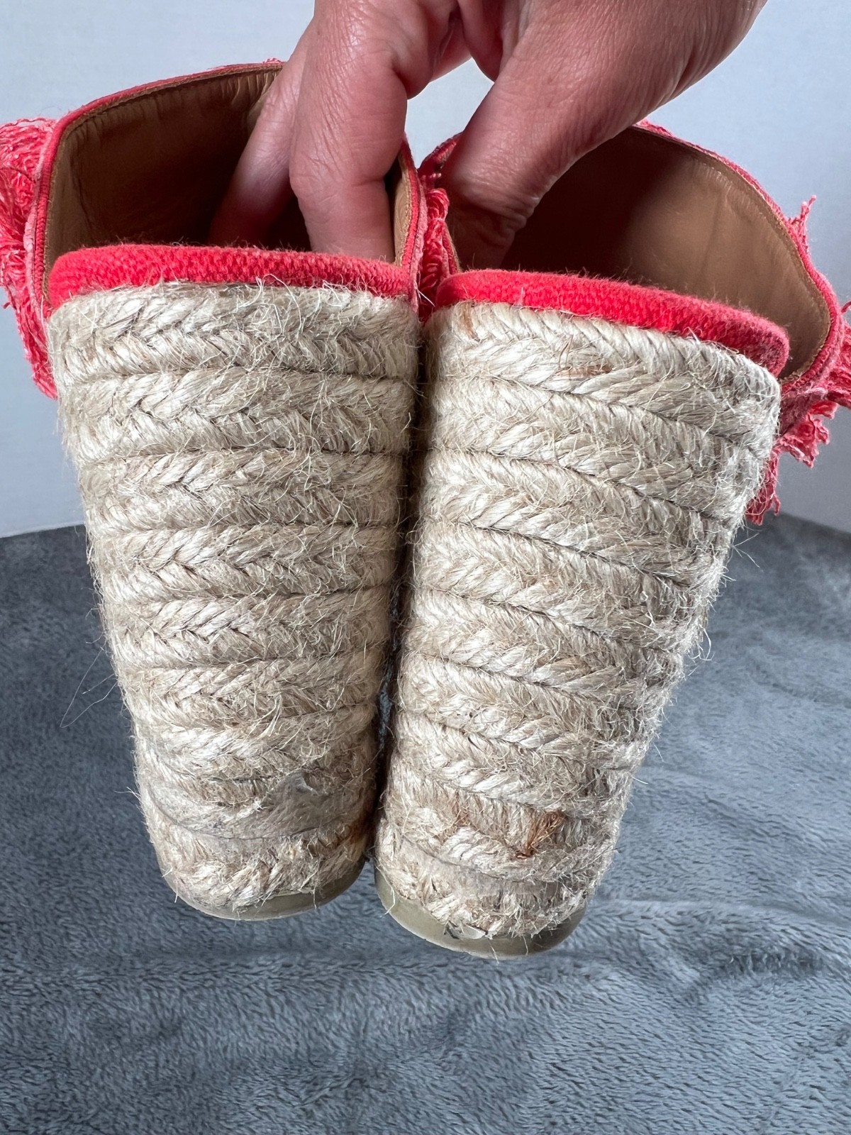 Castaner Fringe Espadrille Sandals 39/9 Red Wedge Slip On Shoes
