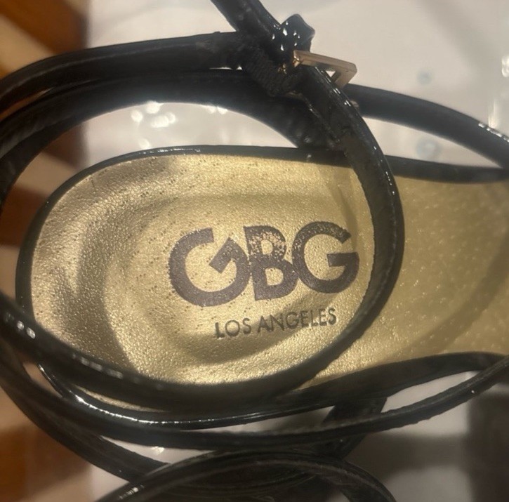 GBG Los Angeles Women’s Black Glitter Strappy Platform Ankle Strap Sandals 7