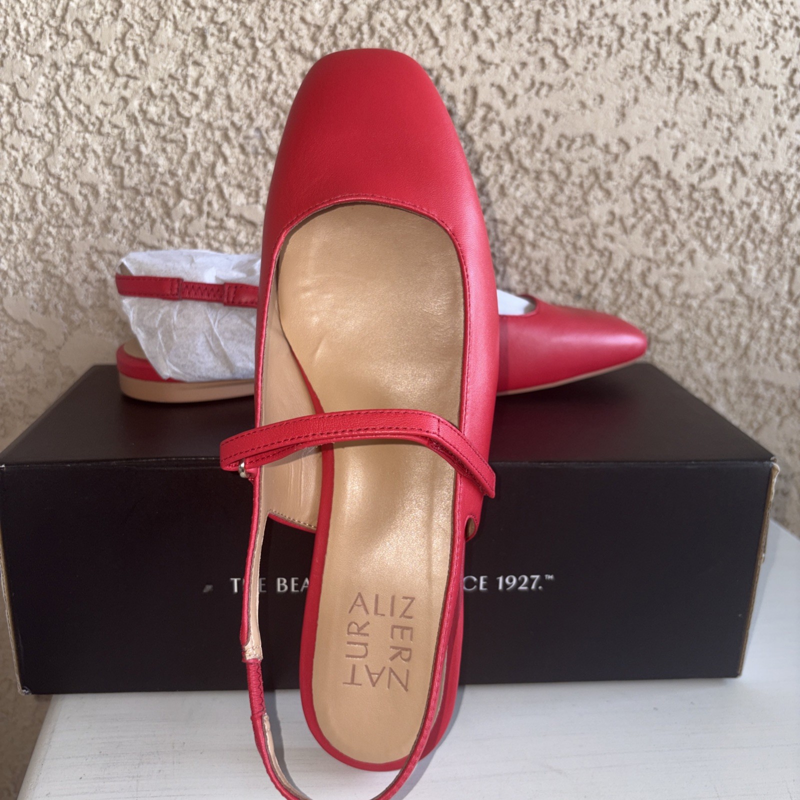 Naturalizer Connie Womens Leather Ballet Flat Mary Janes In Red Size 8 Women