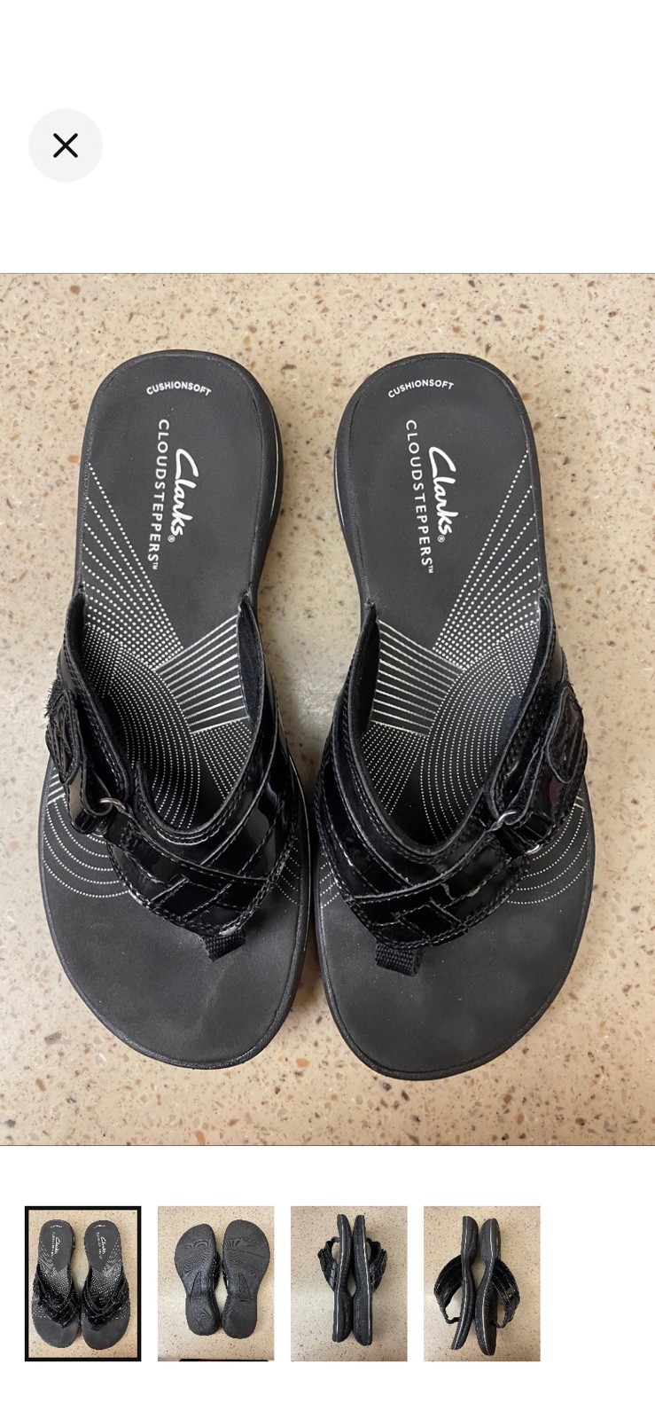 Clarks Cloudsteppers Breeze Sea Black Flip Flop Sandals Womens Size 6