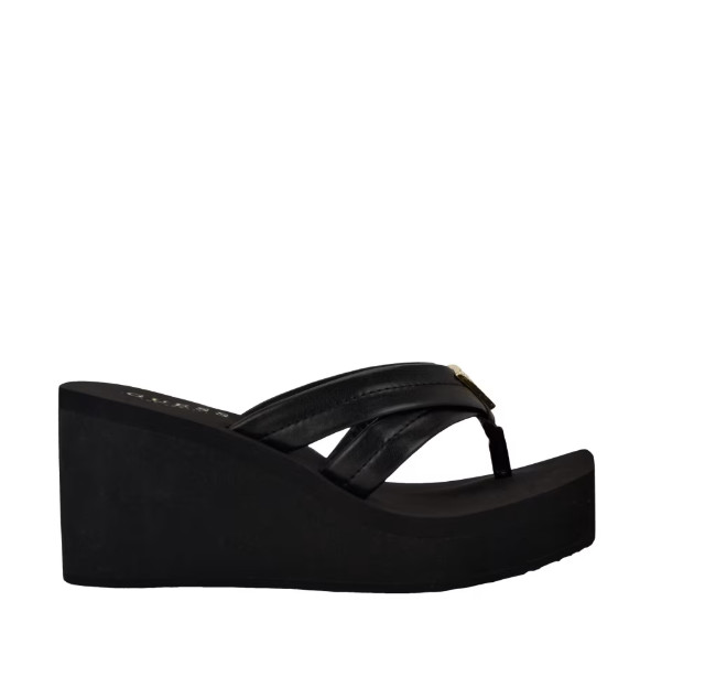 NEW WOMEN’S GUESS BLACK STRAPS SARLOW PLATFORM FLIP FLOPS WEDGE 5,6,7,8,9,10