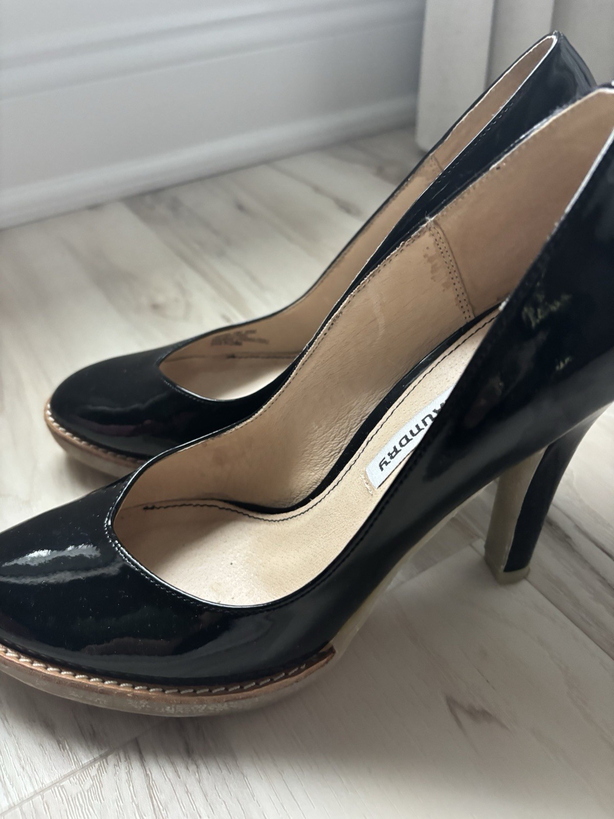 Chinese Laundry Hipster Black Patent Leather Platform 4″ Heel Pumps 10M