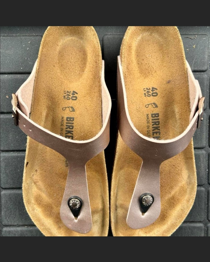 Birkenstock Women’s Gizeh Thong Sandals Cork Footbed Rose Gold Size 9 EU 40