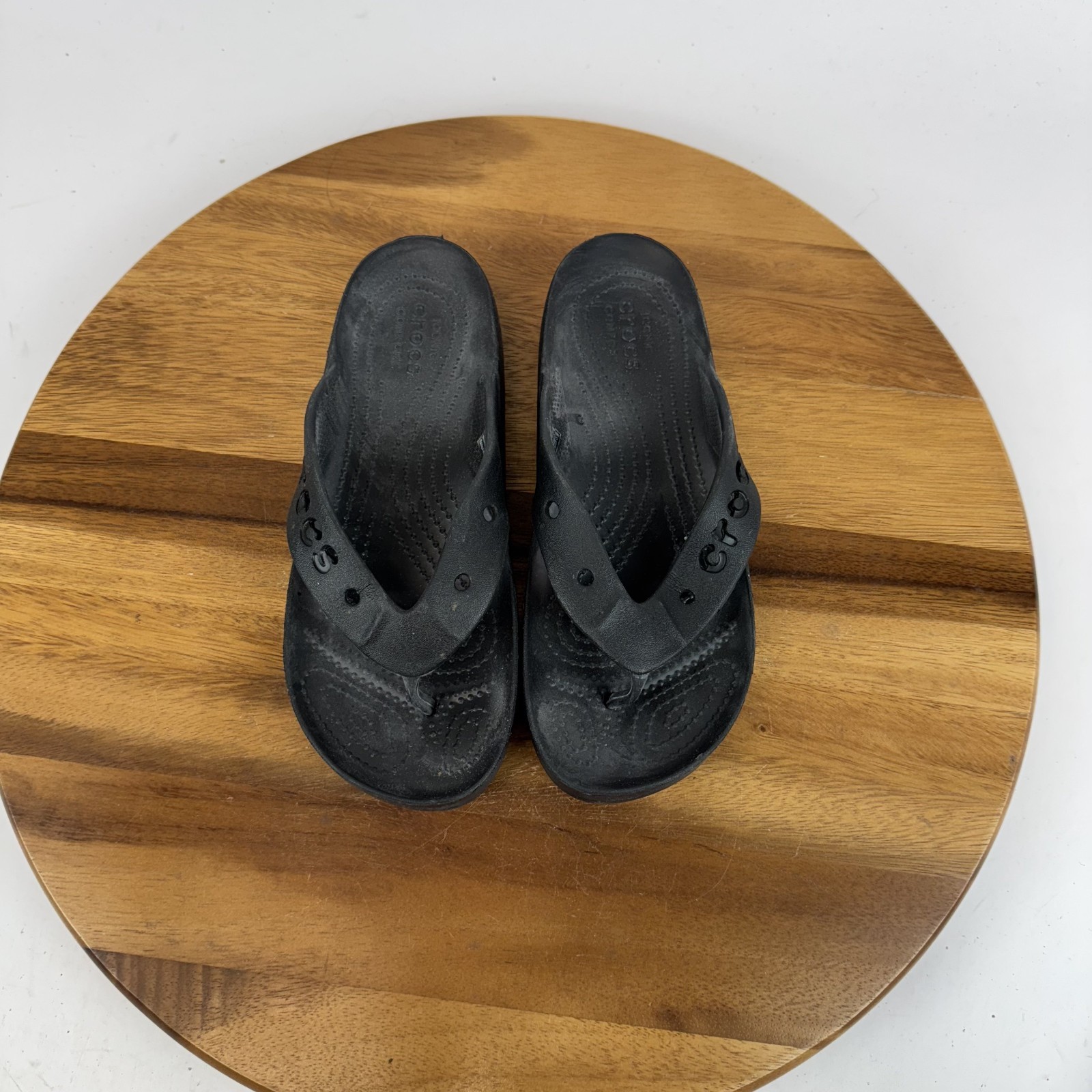 Womens Crocs Baya II Black Platform Thong Slip On Flip Flop Sandals Size 6 M GUC