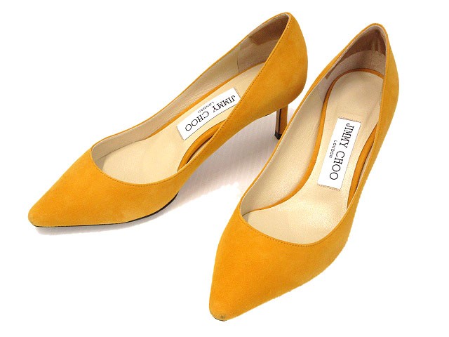 Jimmy Choo Romy 60 Suede Pumps Yellow OCRA 3.5 22.5cm Women’s Shoes B