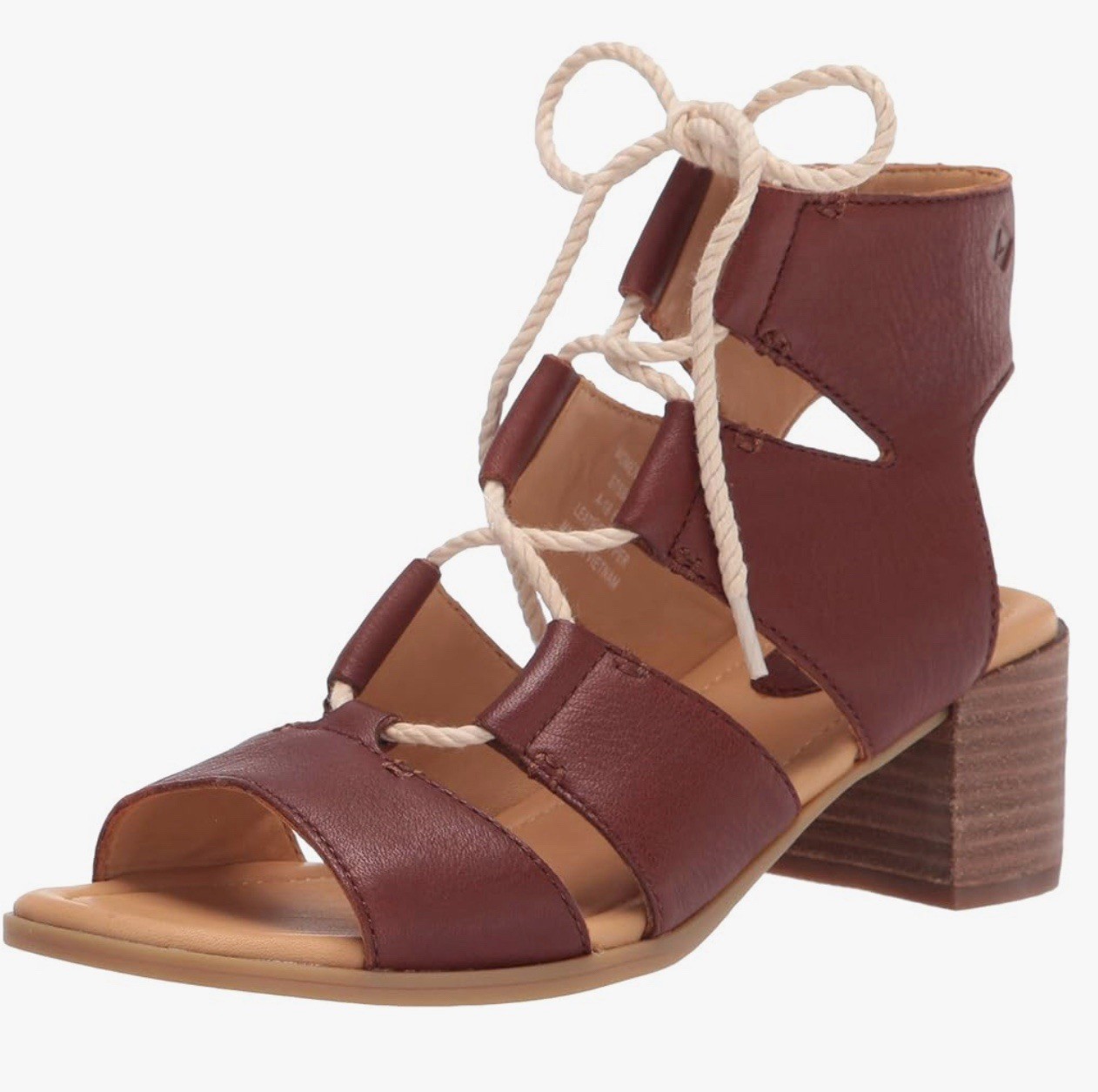 Sperry Top Sider Vivienne Lia Leather Sandals Lace Up Block Heel Size 8.5
