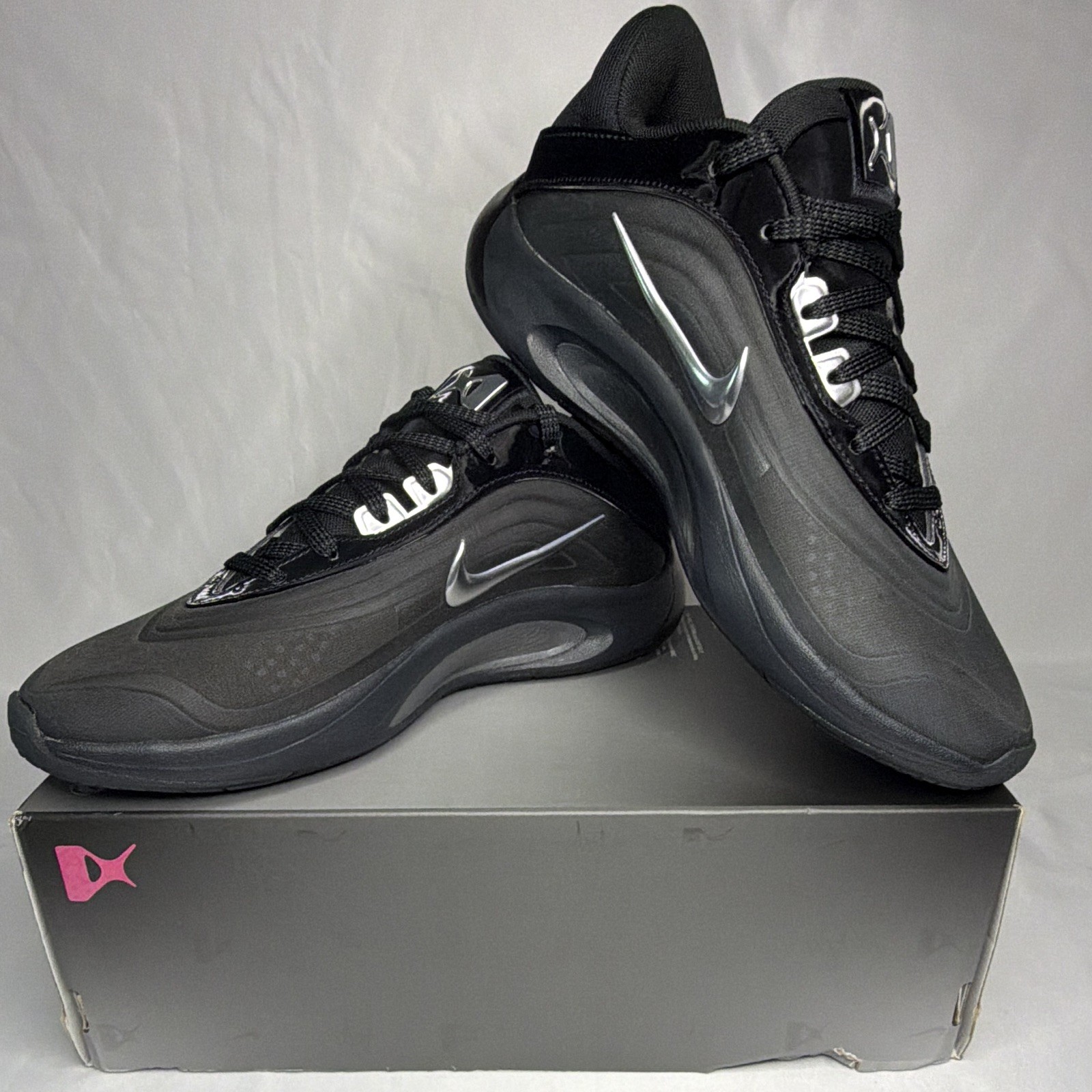 Nike A’One Black/Metallic Silver Mesh Low Top Sneakers 9W/7.5M New No Top Box