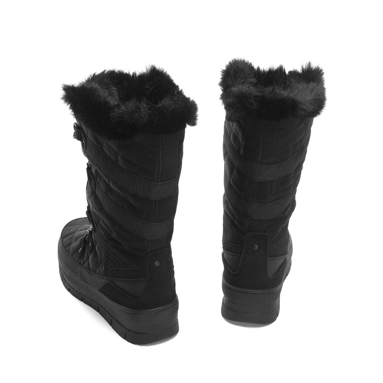 Women’s Snow Boots Soft Warm Fur Lined Lace up Mid Calf Outdoor Indoor Ski Boots