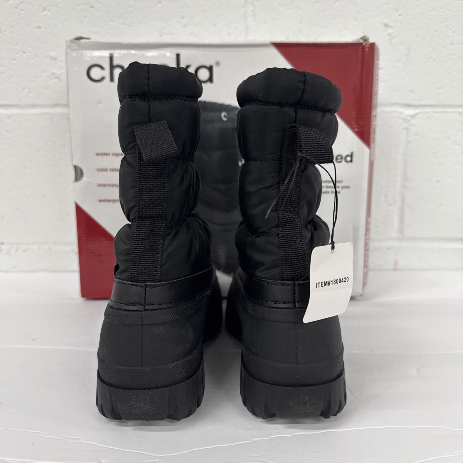 New in Box Chooka Women’s Size 7 Insulated Nylon Puffer Snow Boots Black