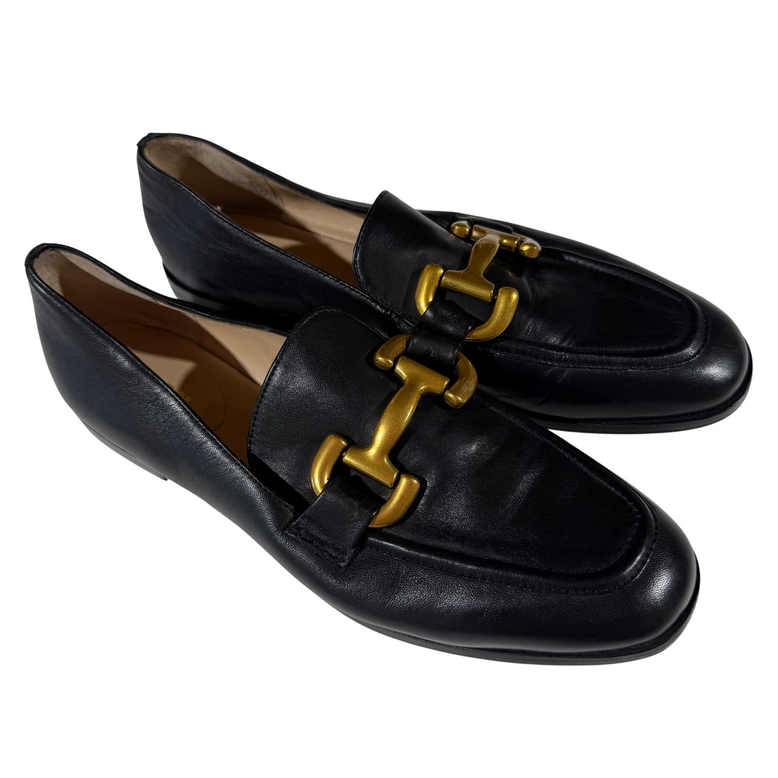 Boden Iris Snaffle Trim Loafer Women 42/10.5 Black Leather Preppy Luxury Classic