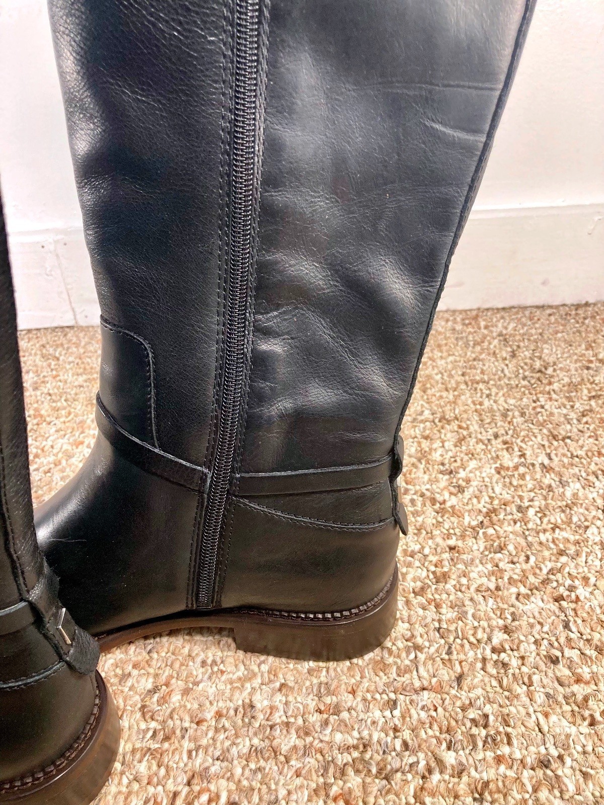 New Franco Sarto L-Haylie Black Leather Knee High Boots Women’s Size 9M