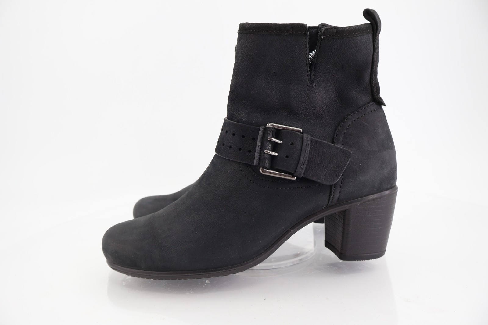 Ecco Women’s Touch Boot Size 36 5 Black Leather Bootie Block Heel Comfy