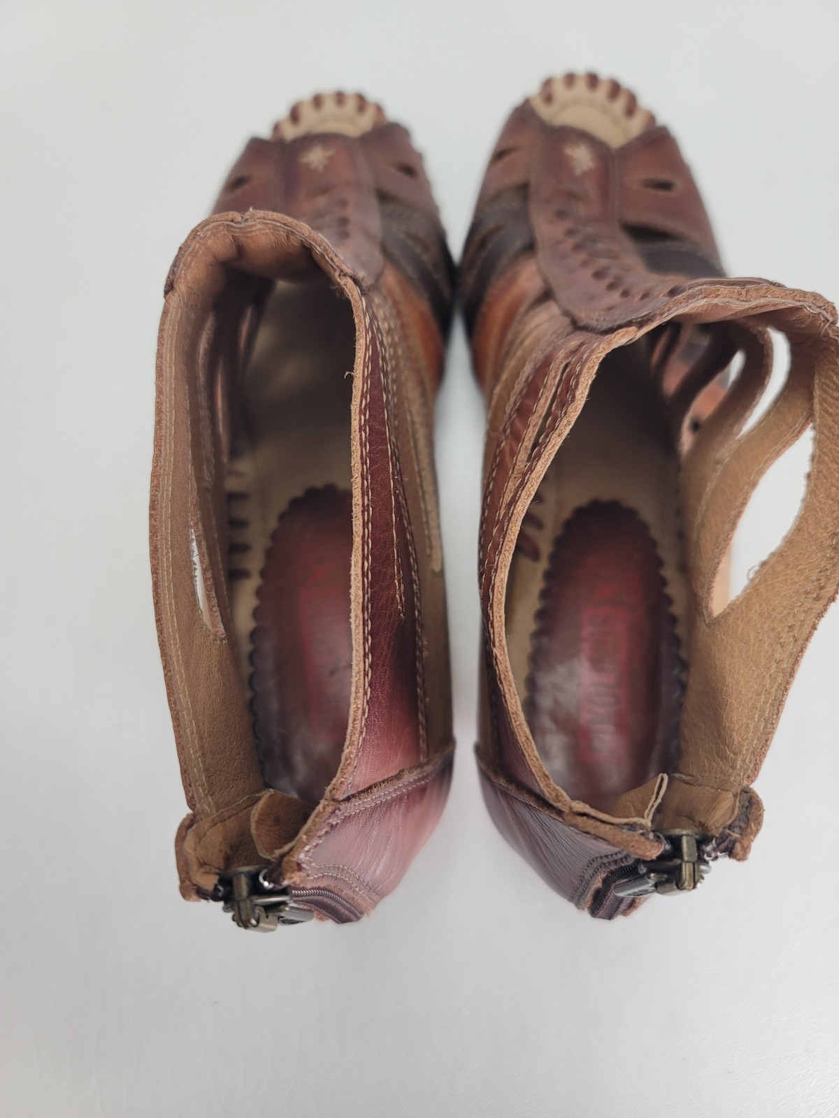 Pikolinos Cutout Leather Heels Booties EU 40 US 9 Spain Brown Heel Casual Travel