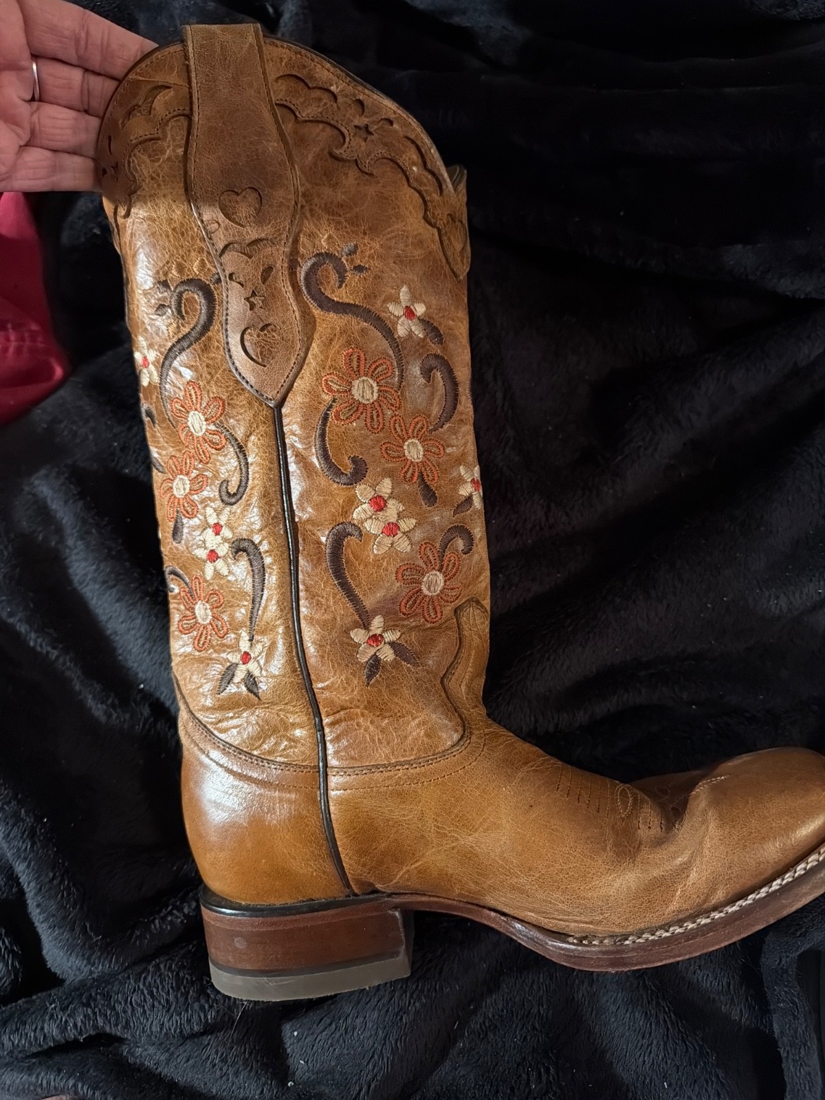 size 8 womens leather brown cowboy boots
