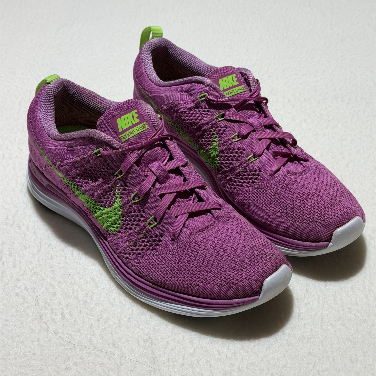Nike Flyknit Lunar 1 Womens Size 7.5 Purple Green 554888-631