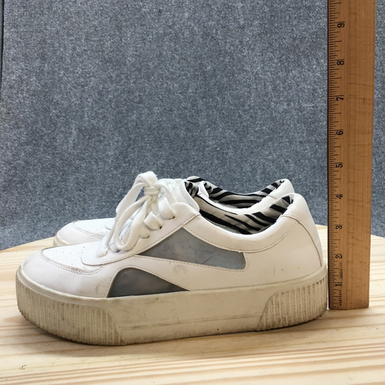 Mix No. 6 Shoes Womens 7.5 M Emmalyn Platform Sneakers White Faux Leather Casual