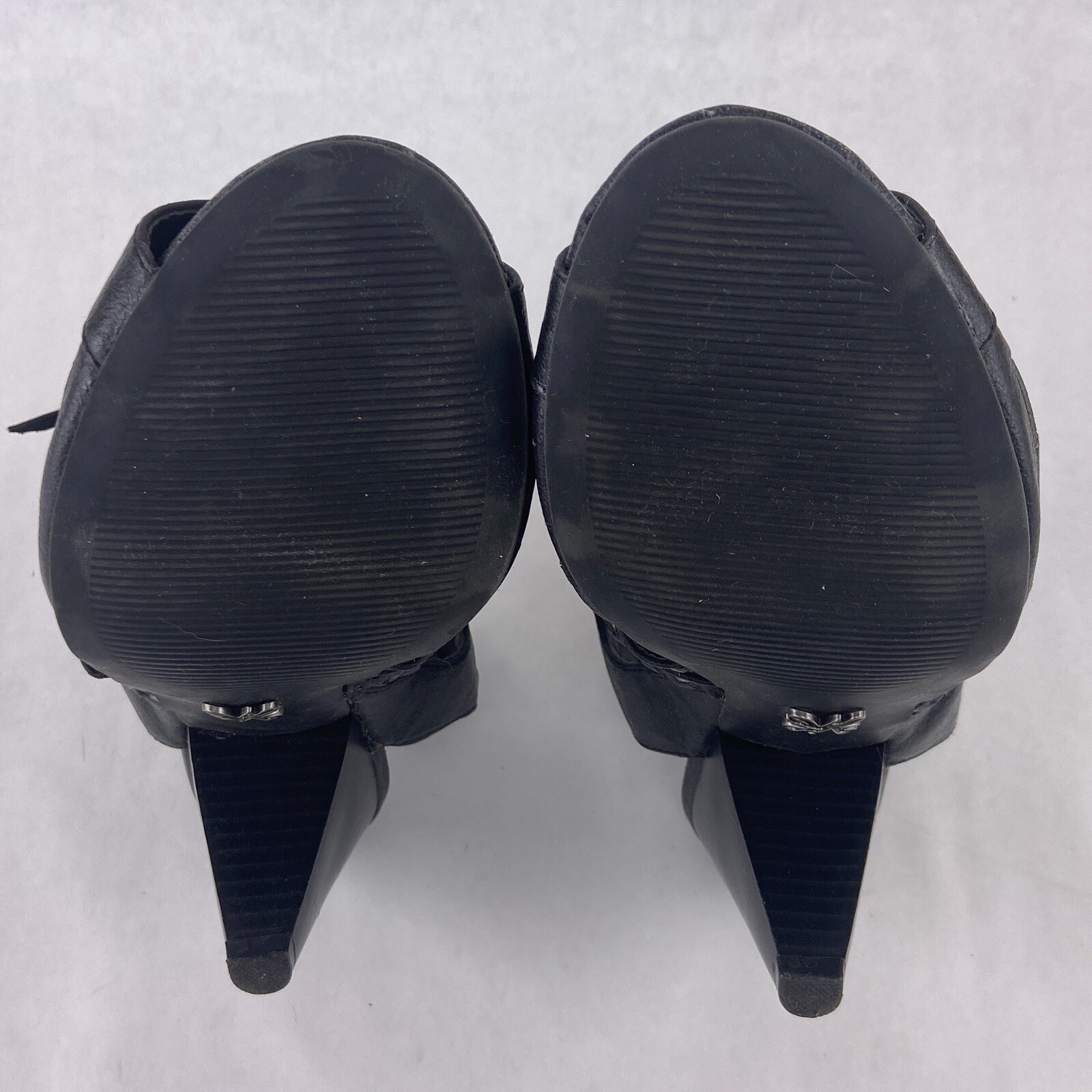 Simply Vera Wang Heels Women 8 M Black Hades Lace Up Studded Sling Back Shoes 3″
