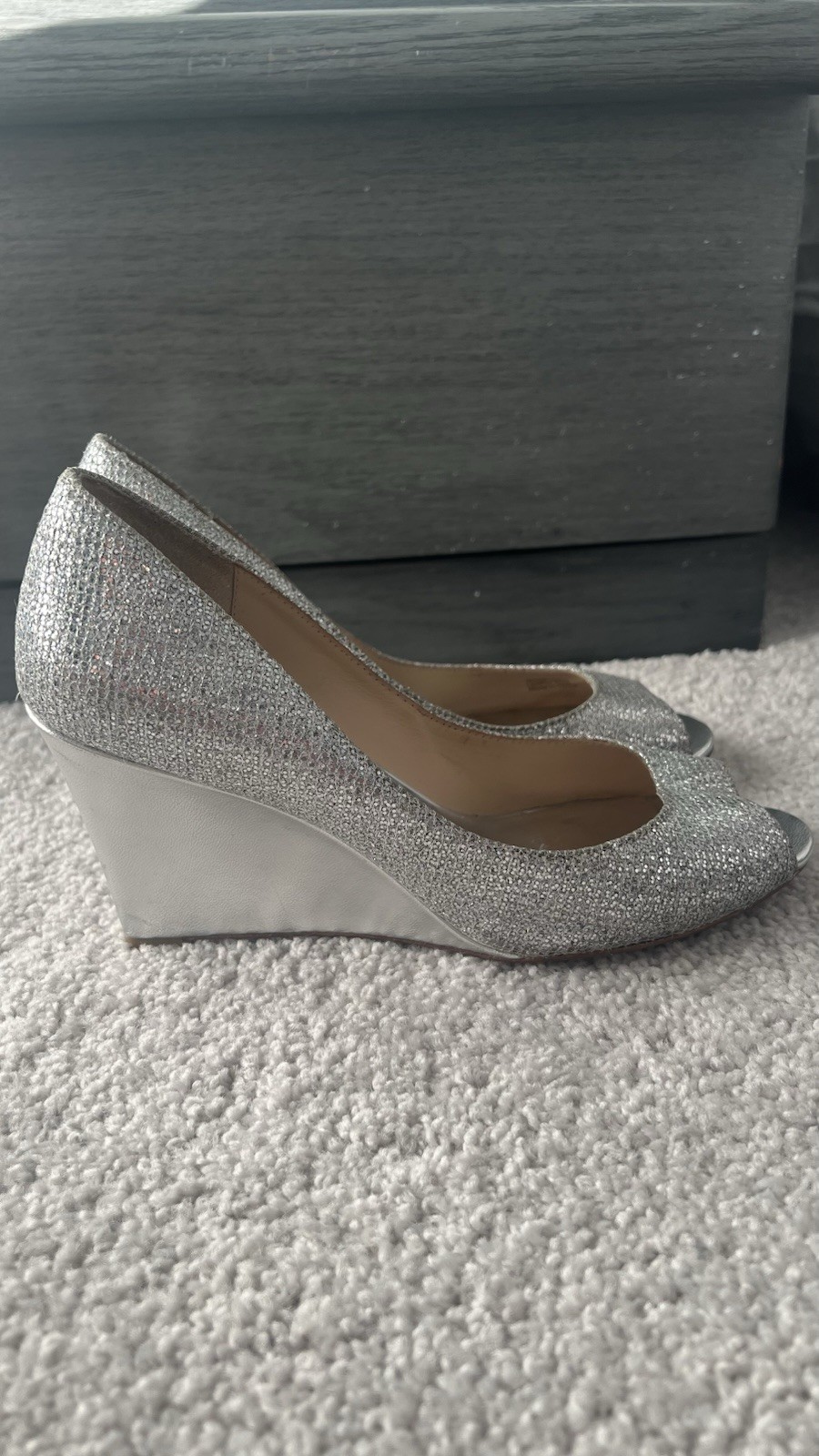 Badgley Mischka Women’s Silver Wedges Size 8.5