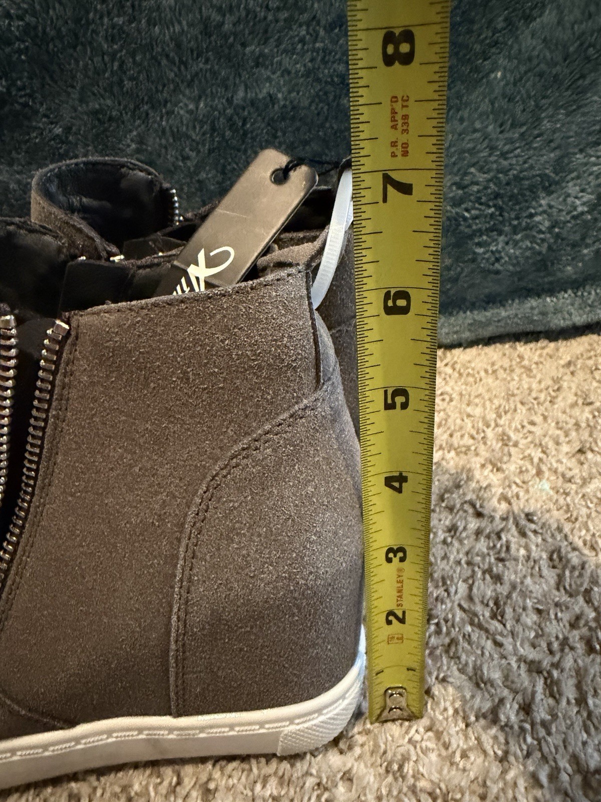 Athlefit Gray Wedge Bootie Sneakers Hidden Heel Platform Zip-Up Ankle Boots