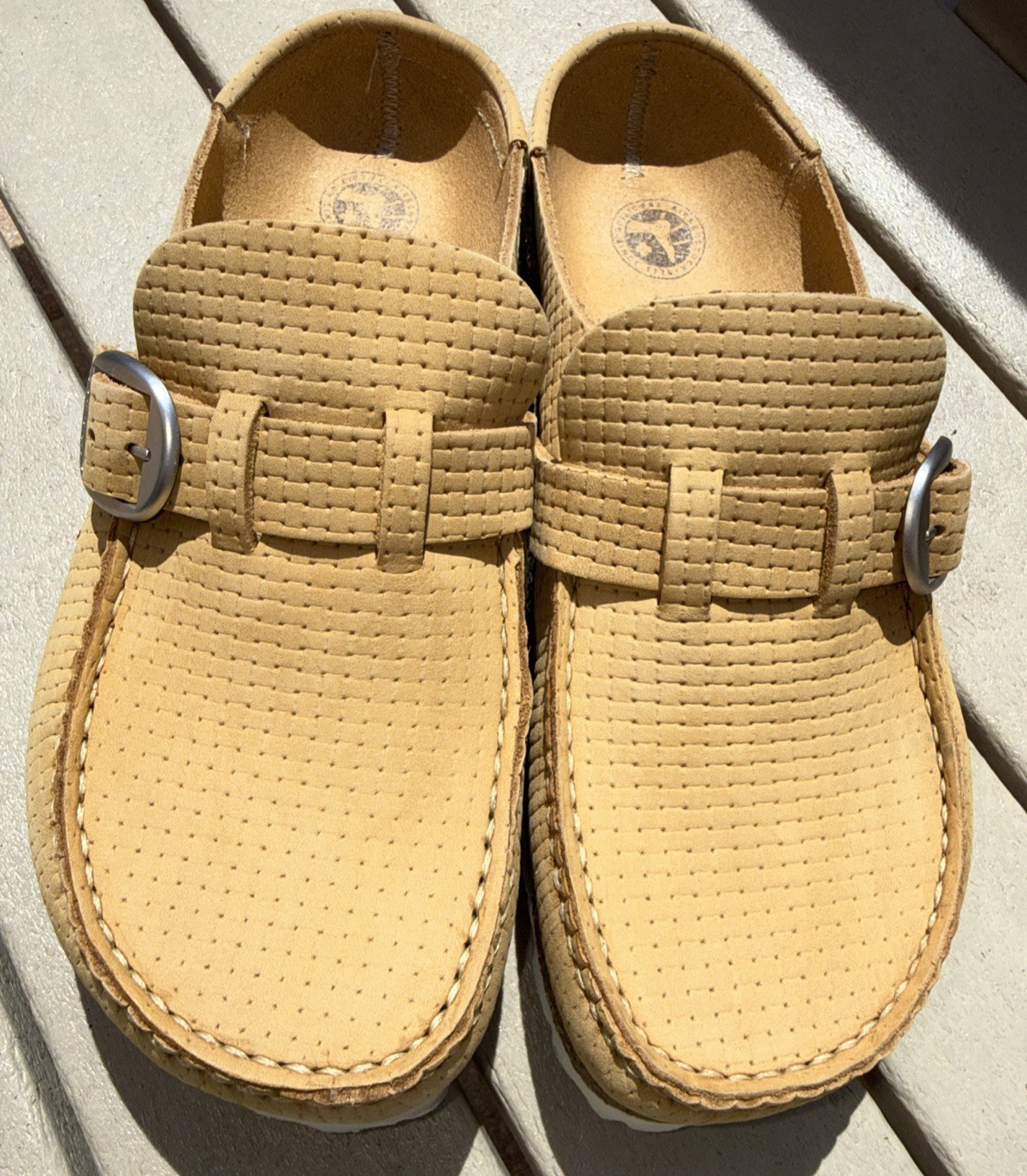 Birkenstock Buckley Cafe Latte Sand Tan Nubuk Leather Slip On EU 38N US 7-8EUC