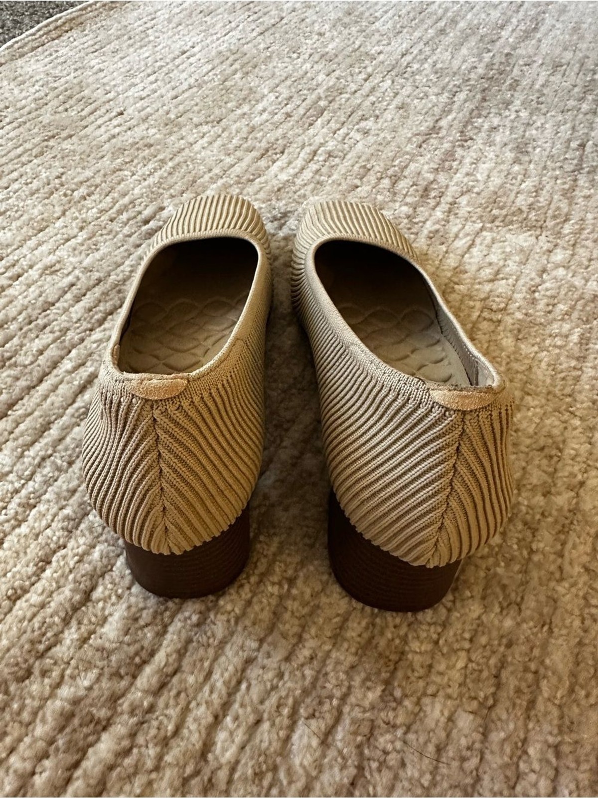 VIVAIA Melody 2.0 Square Toe Knit Block Heel Pumps Beige Size 8.5