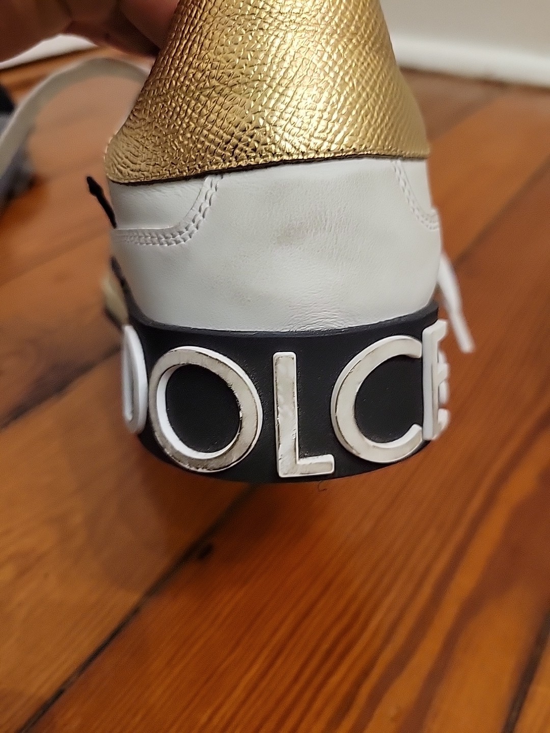 Dolce Gabbana Custom 2.zero Low Top White Gold Street Style Luxury Sneaker 38.5
