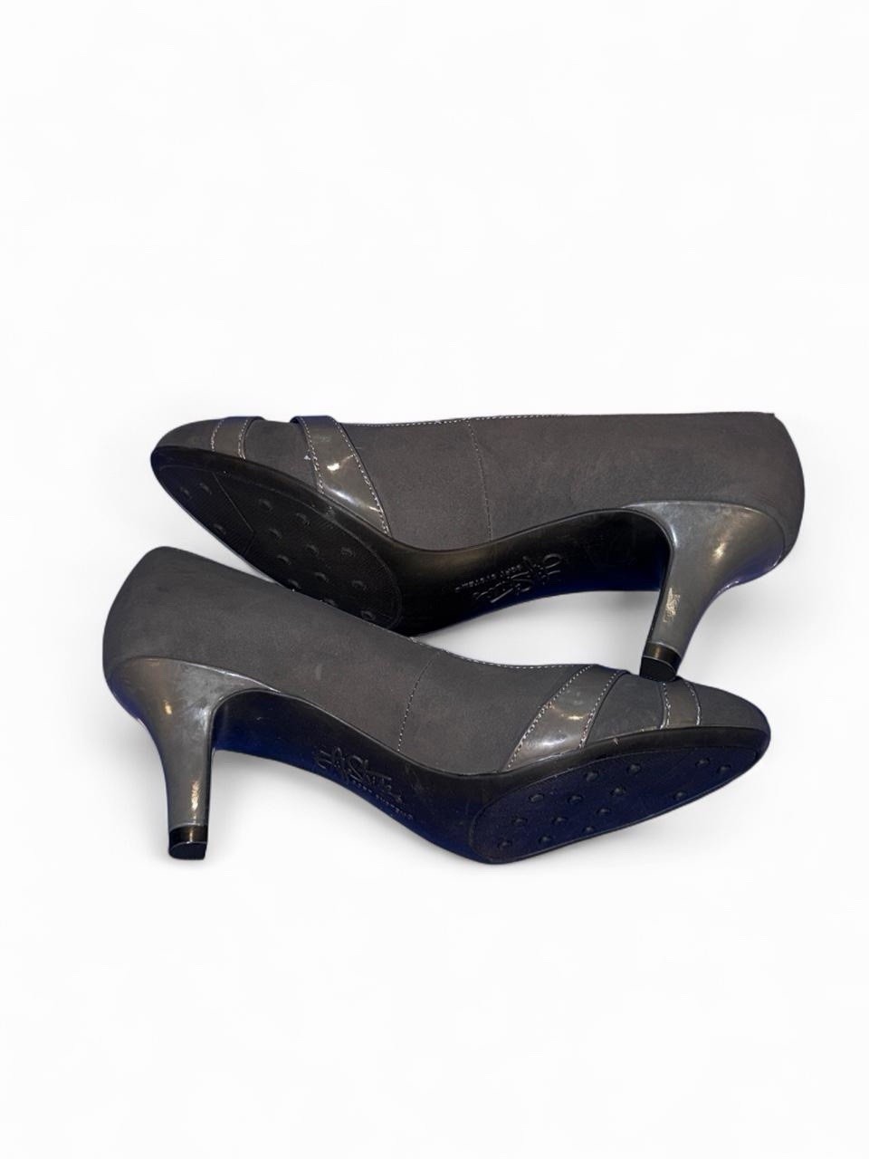 LifeStride Gray Patent Kitten Heel Pumps Women’s Size 8M Man Made Slip On
