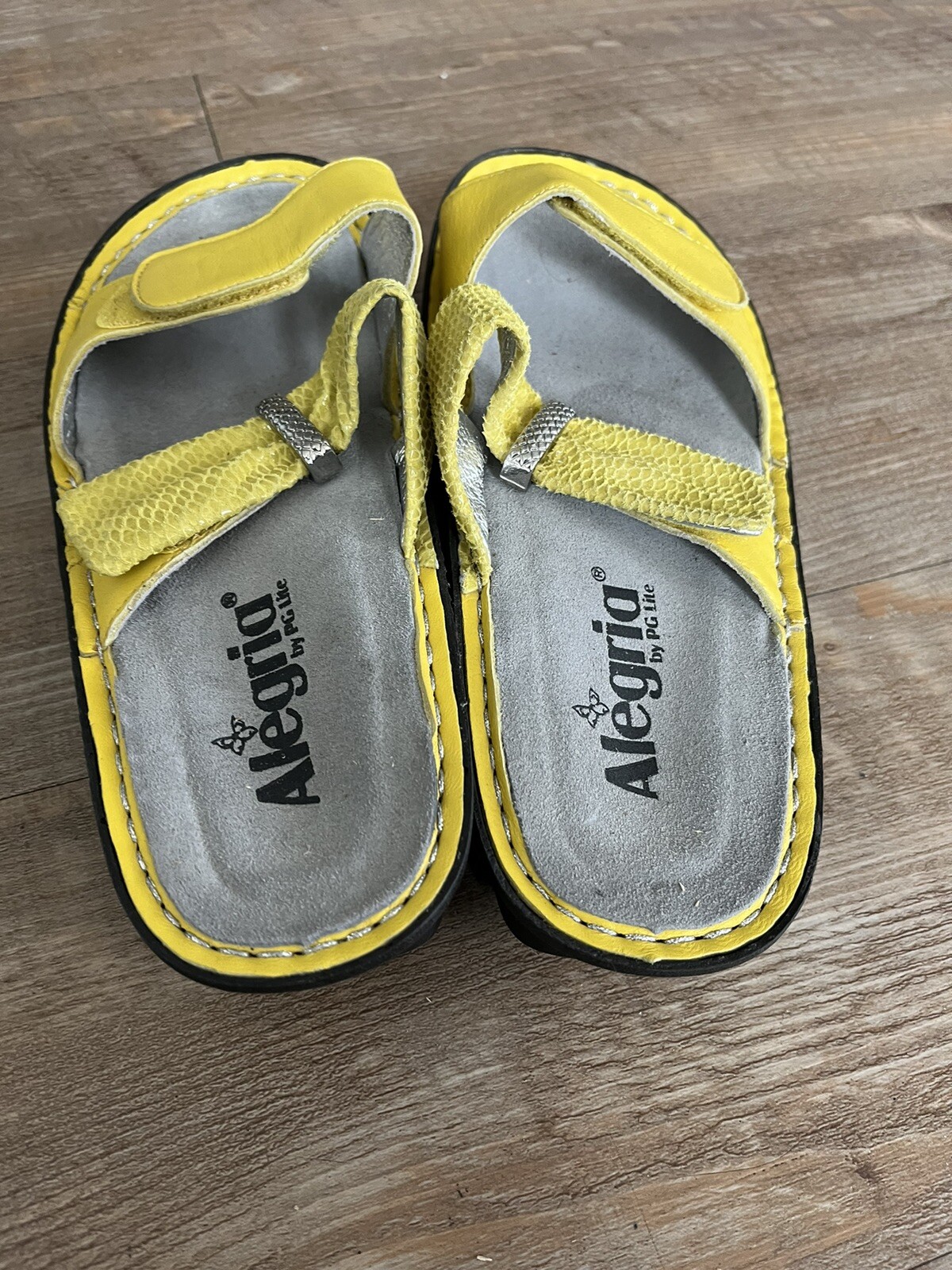Alegria US 6 – 6.5 EU 36 Karmen Sandals Yellow Leather Slide Clogs Slip On