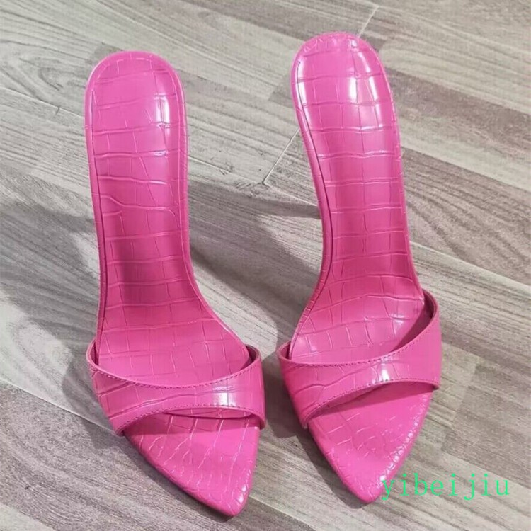Women’s Super High Heel Stiletto Slipper Dress Pointy Toe Slip On Slides Sandals