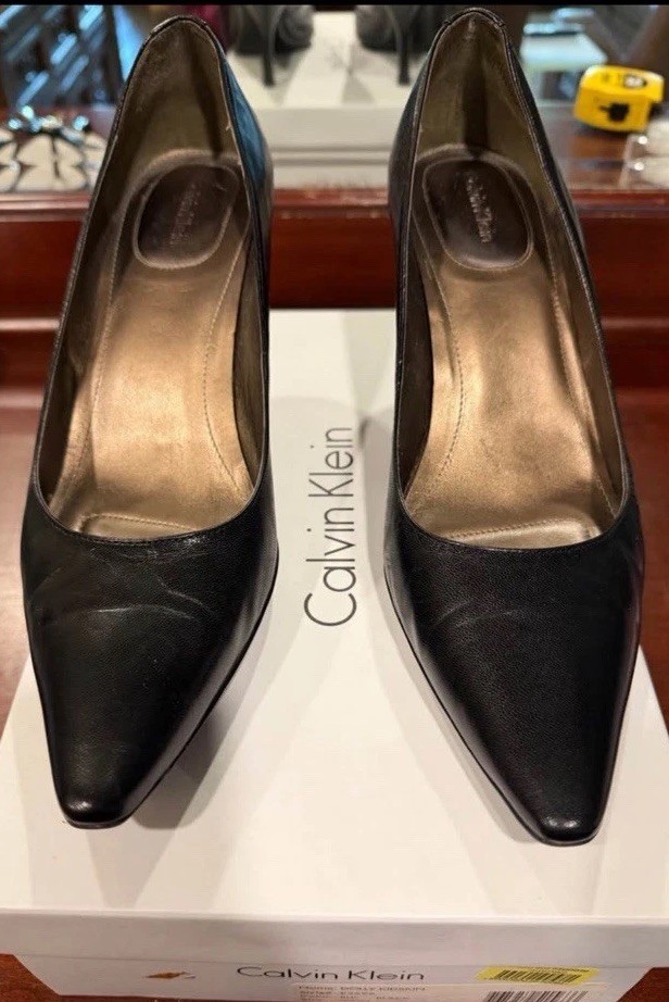 Calvin Klein Black Leather – No Slip – Heels – Size 9