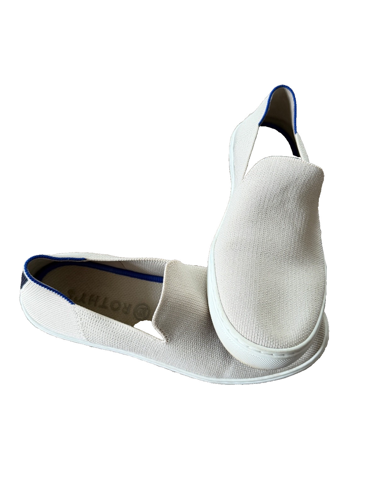 Rothy’s The Original Slip On Sneaker Women’s 8 Ivory Knit Washable Comfort Shoe
