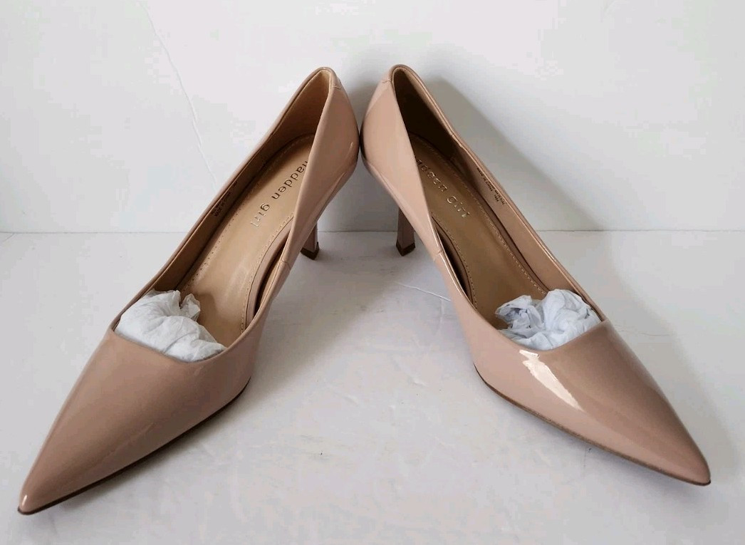 New Madden Girl Womens Brynnn Nude Patent Pumps Shoes 8.5 Medium (B,M)