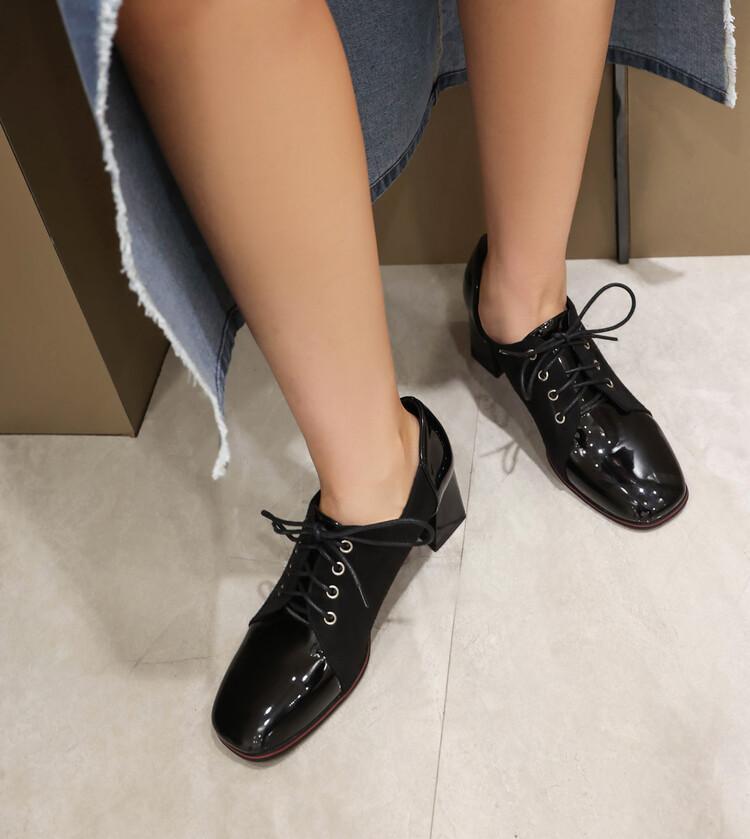 Womens Formal Business Pump Retro Elegant Casual Lace Up Block Chunky Heel Shoes