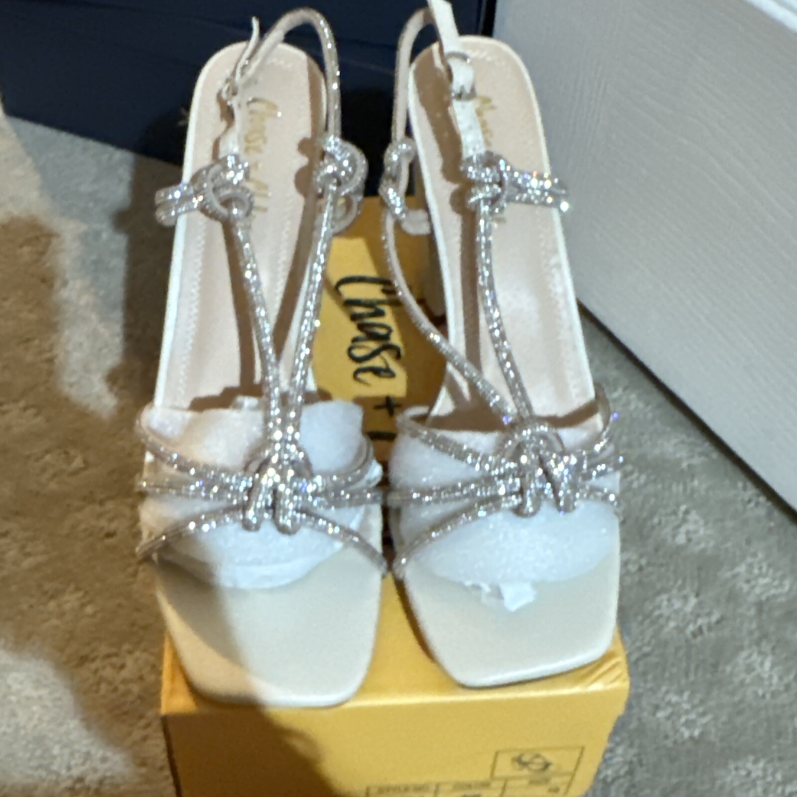 Chase & Chloe Azalea-2 Nude Strappy Rhinestone Sandals. Sz 10. NIB!