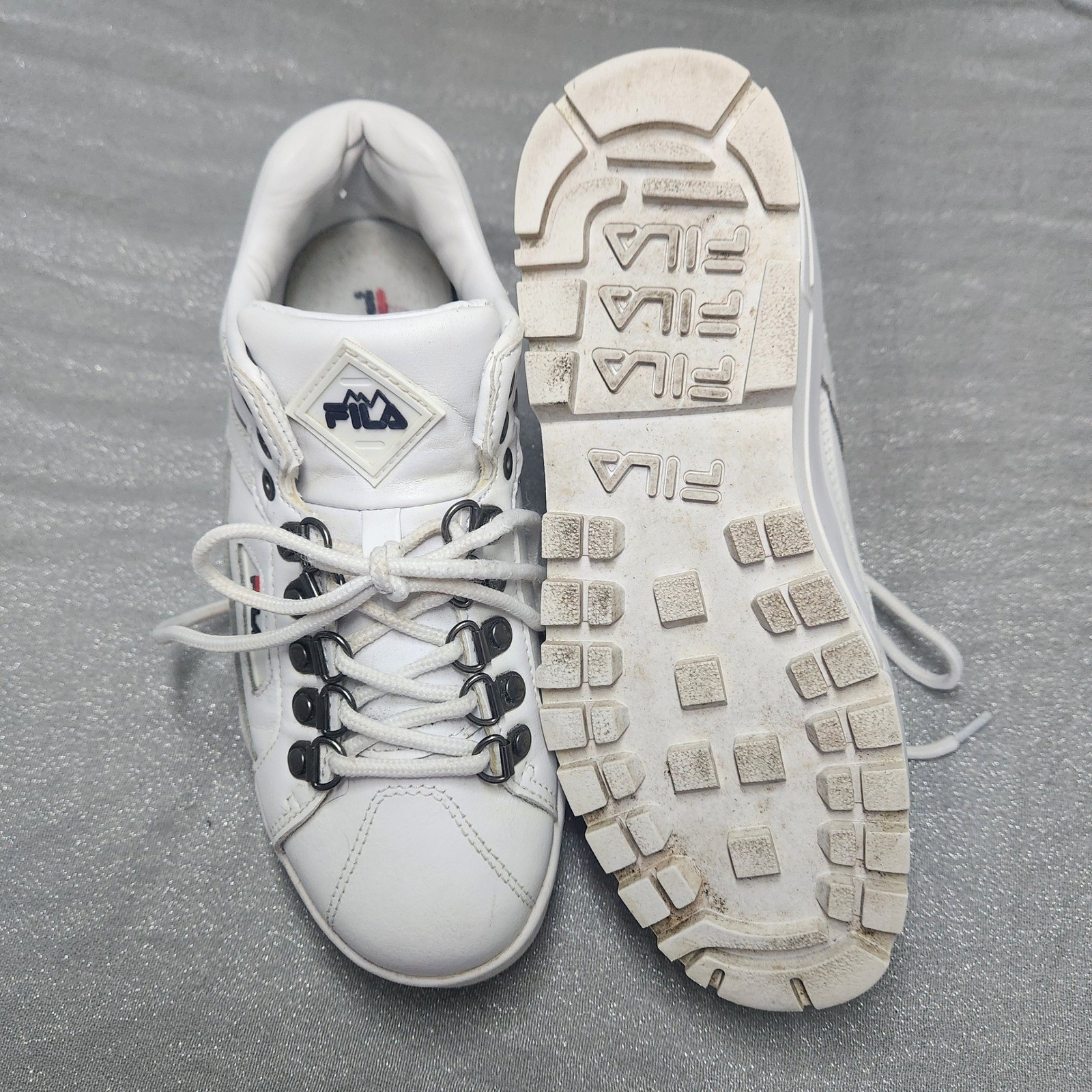 Fila White Trailblazers Platform Chunky D-Ring Sneakers Y2K Streetwear Gorpcore