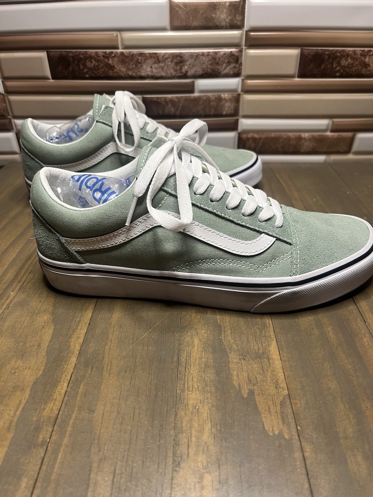 VANS Old Skool Shoe Size 9 Women Size 7.5 Men Mint Green Low Top Gently Used