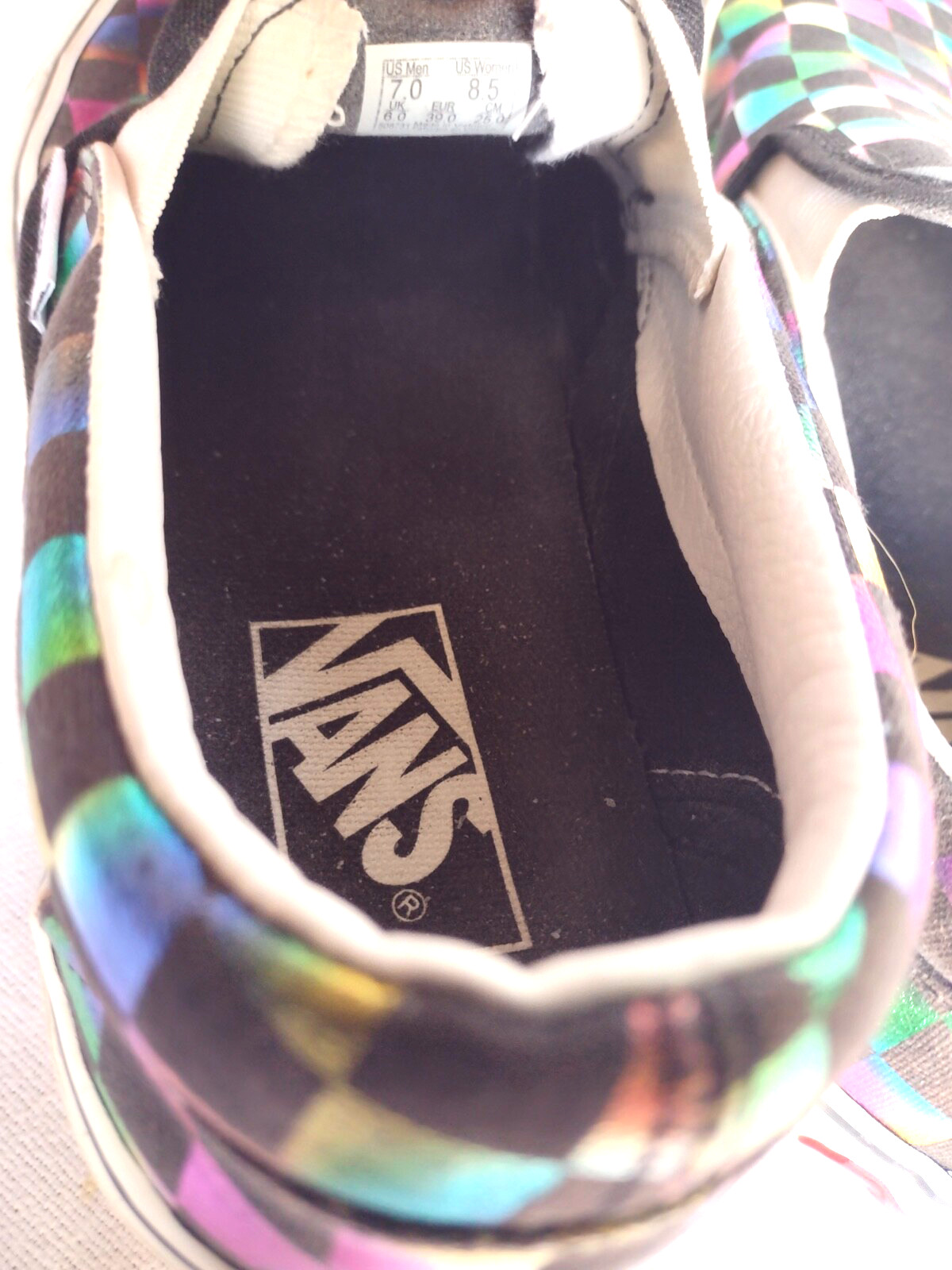 VANS OFF THE WALL UNISEX Slip-On ASHER IRIDESCENT CHECKERBOARD Women 8.5 Men 7