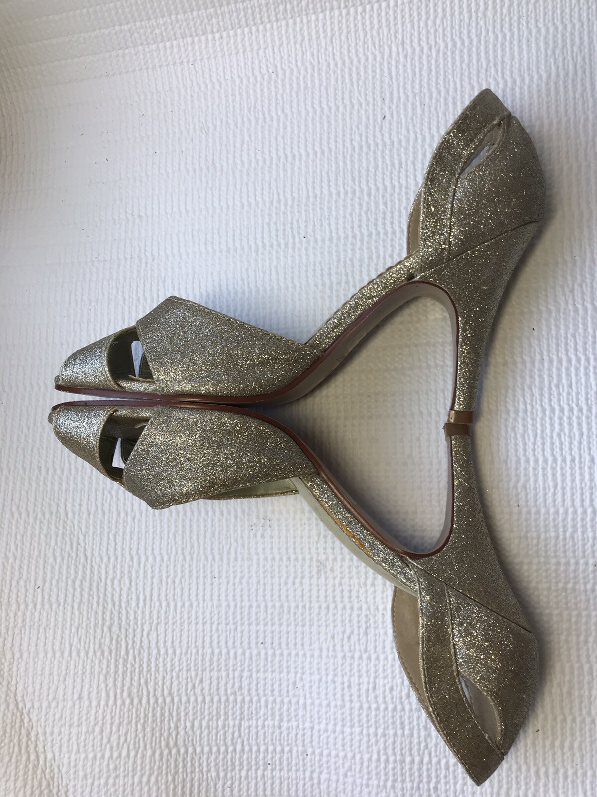 Michaelangelo Womens Gold Sparkle Event Pumps Sz 8M pre-owned