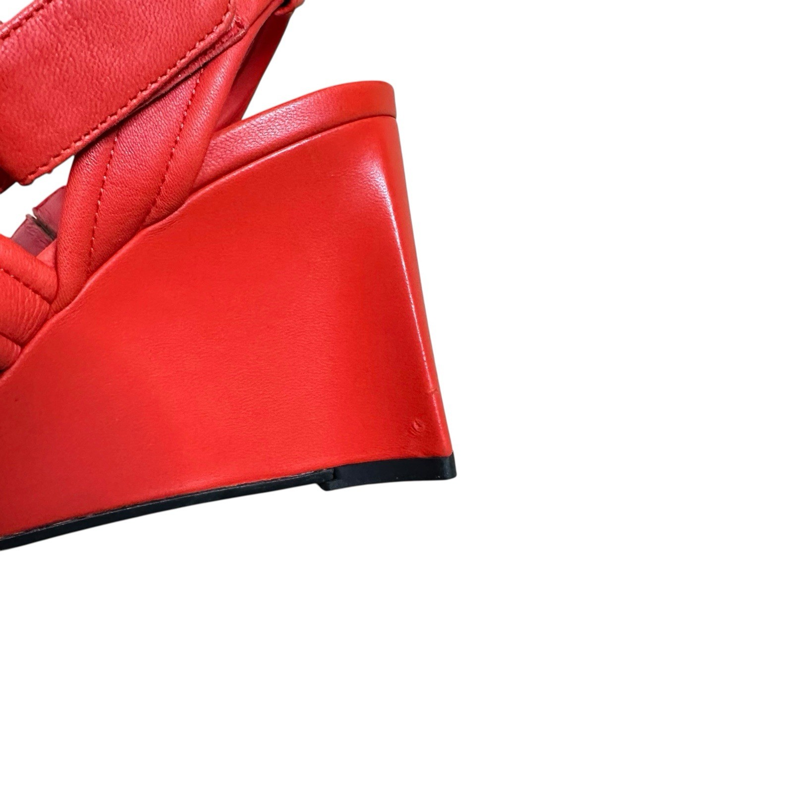 Via Spiga Poppy Red Open Toe Wedge Quilted Leather Sandals | 9.5