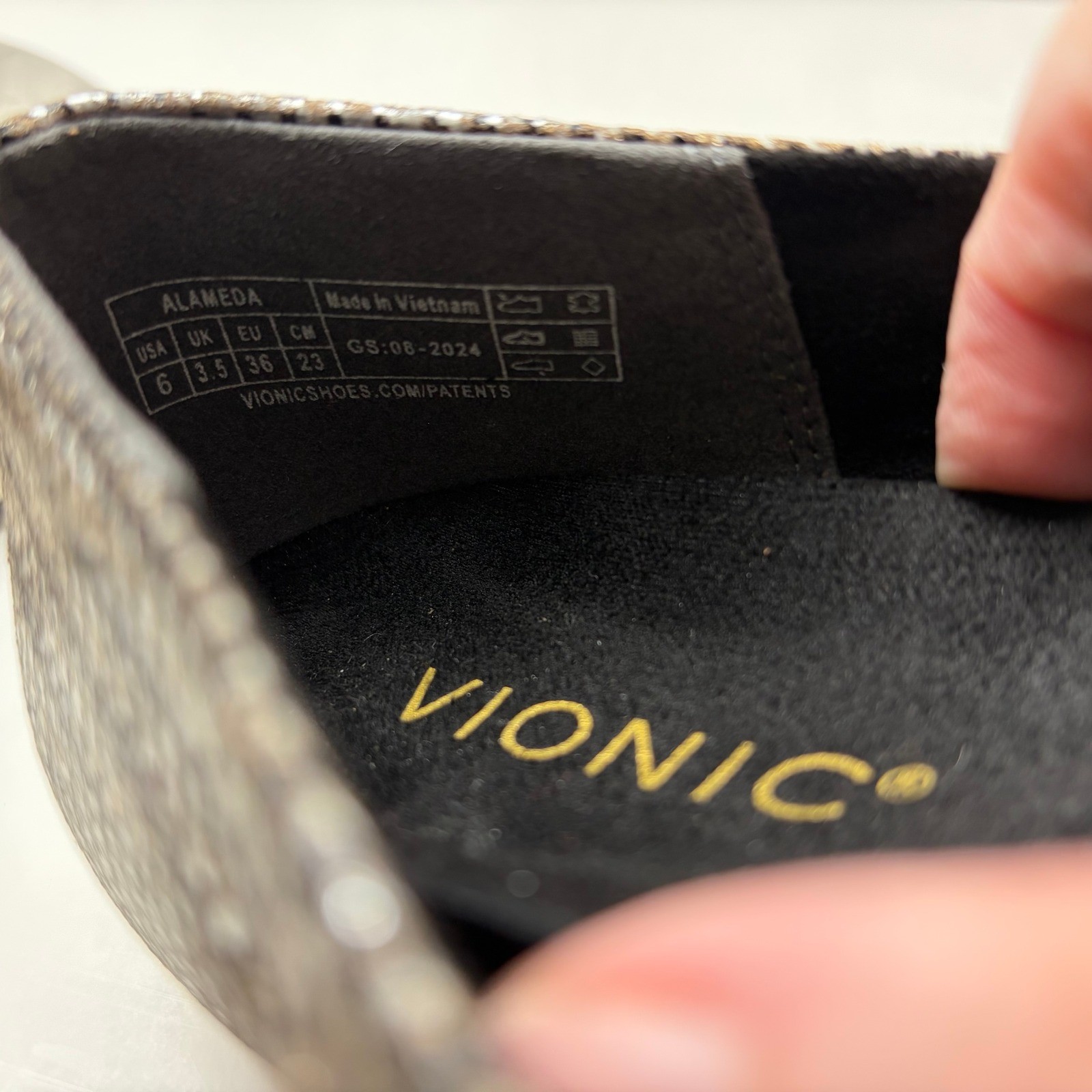 Vionic Alameda Houndstooth Mary Jane One Strap Flats Womens 6